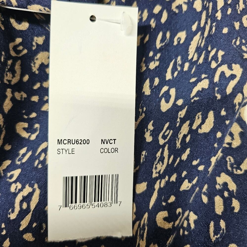 BAKU Navy Animal Print Crossover Blouse NWT Size L - Picture 9 of 11